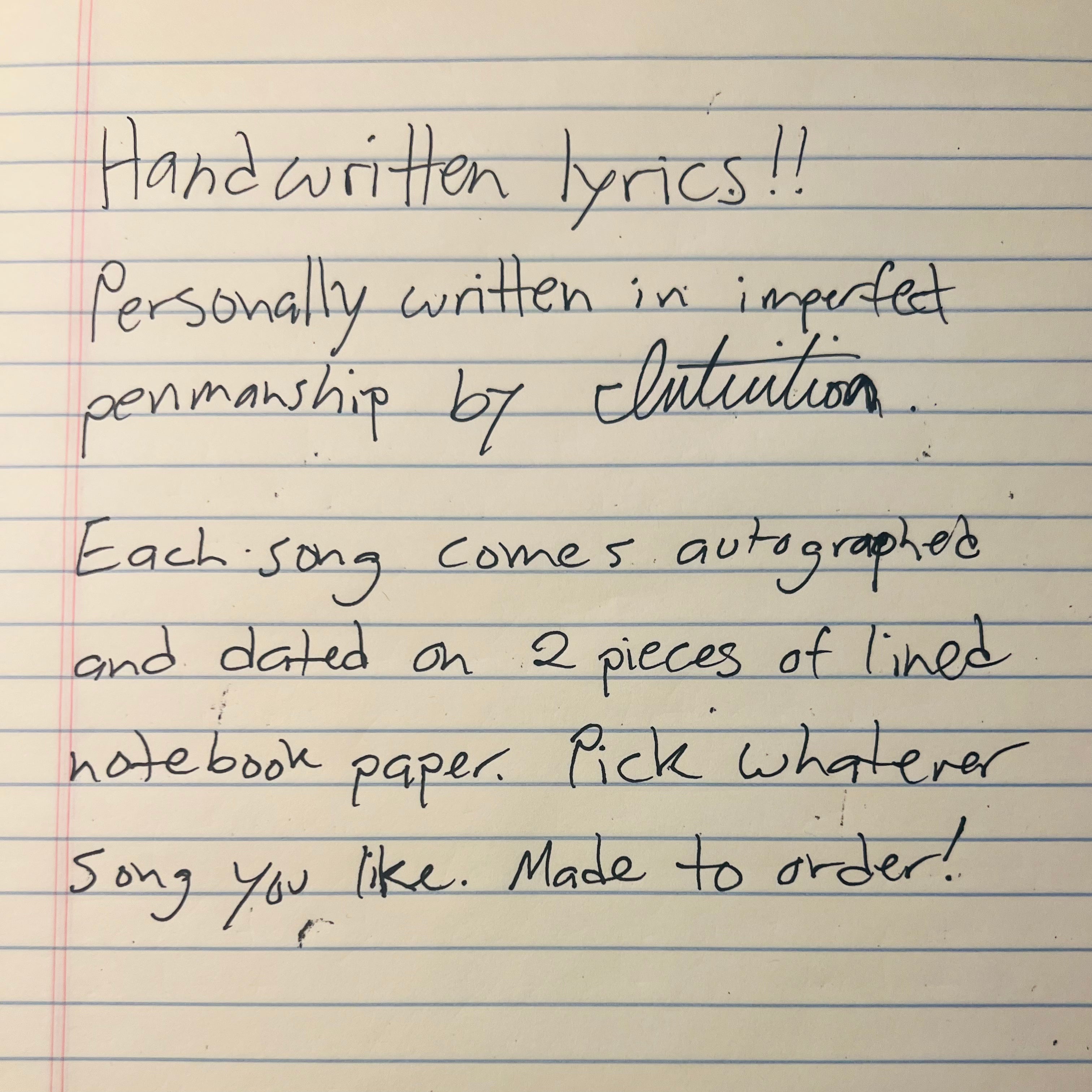 Handwritten Lyric Pages